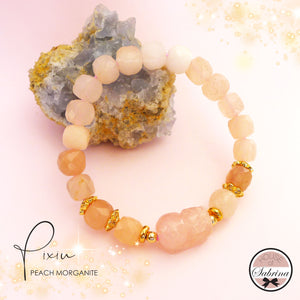 PIXIU PEACH MORGANITE CUBE LUCKY GEMSTONE BRACELET