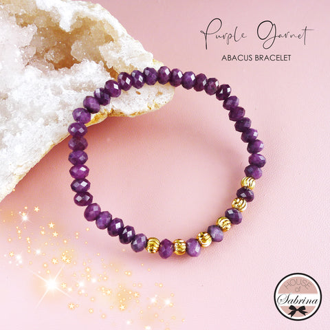 UMBALITE (PURPLE GARNET) FACETED ABACUS GEMSTONE BRACELET