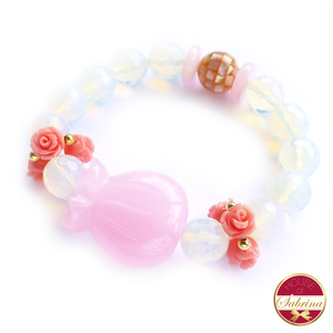 Money Bag Charm - Opalite & Rose Quartz