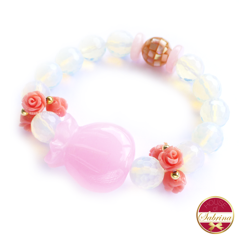 Money Bag Charm - Opalite & Rose Quartz