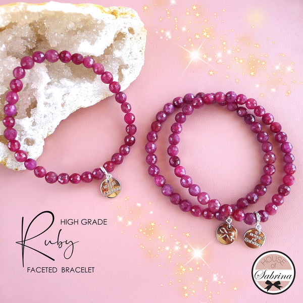 HIGH GRADE RUBY FACETED GEMSTONE BRACELET