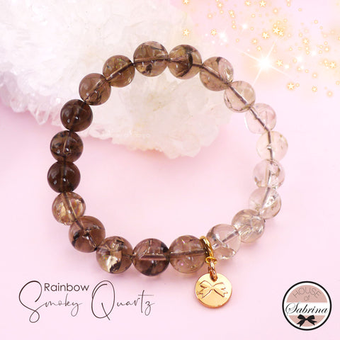 RAINBOW SMOKY QUARTZ GEMSTONE LUCKY CHARM BRACELET