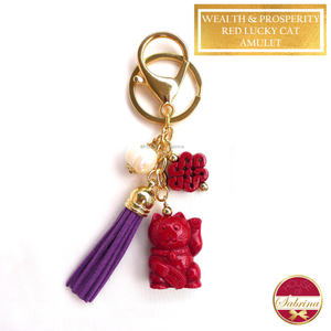 Red Lucky Cat Amulet
