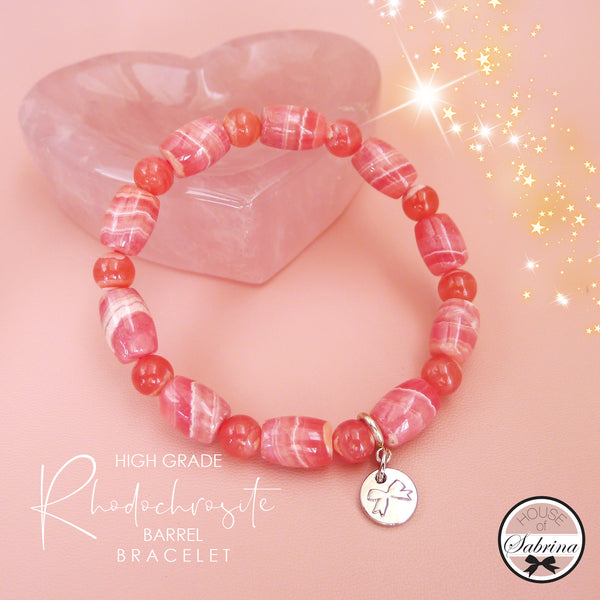 HIGH GRADE RHODOCHROSITE BARREL BRACELET