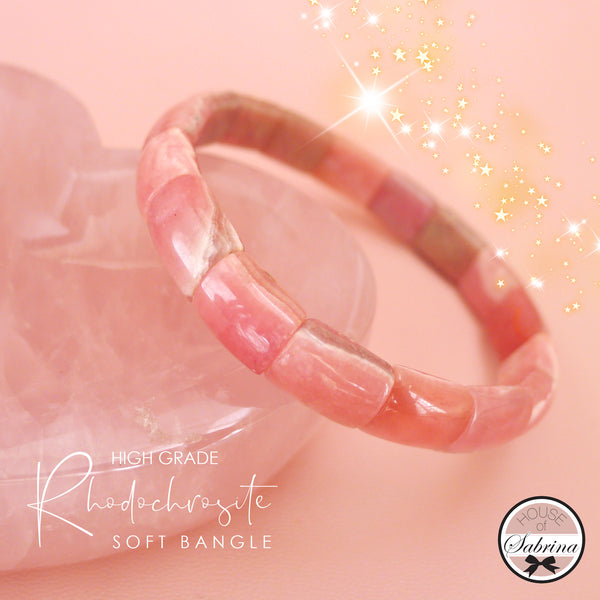 HIGH GRADE RHODOCHROSITE SOFT BANGLE GEMSTONE BRACELET