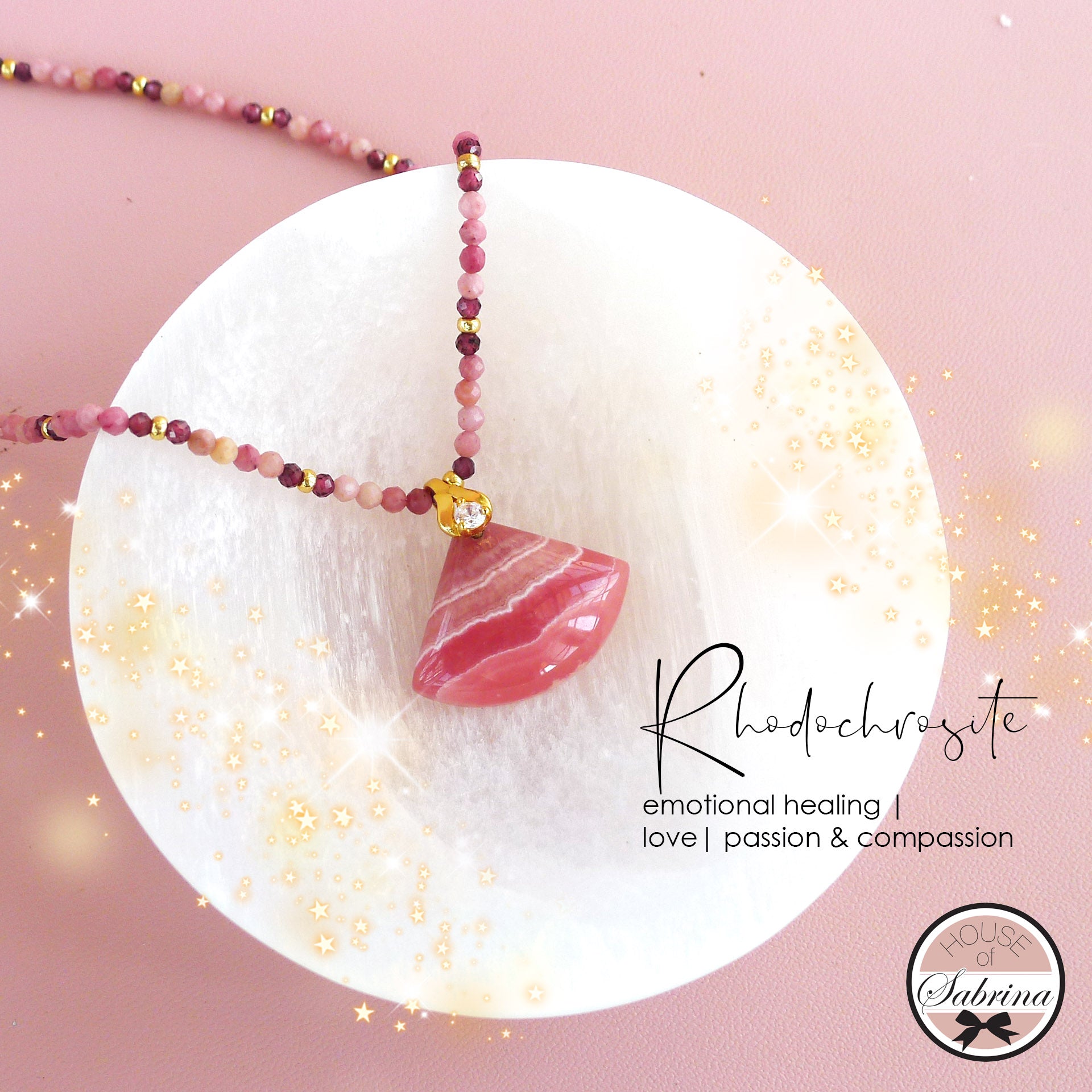 HIGH GRADE RHODOCHROSITE DANCING LADY NECKLACE