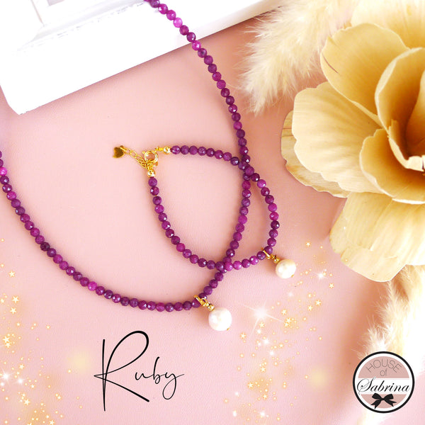 HIGH GRADE PINK BURMA RUBY PEARL SET