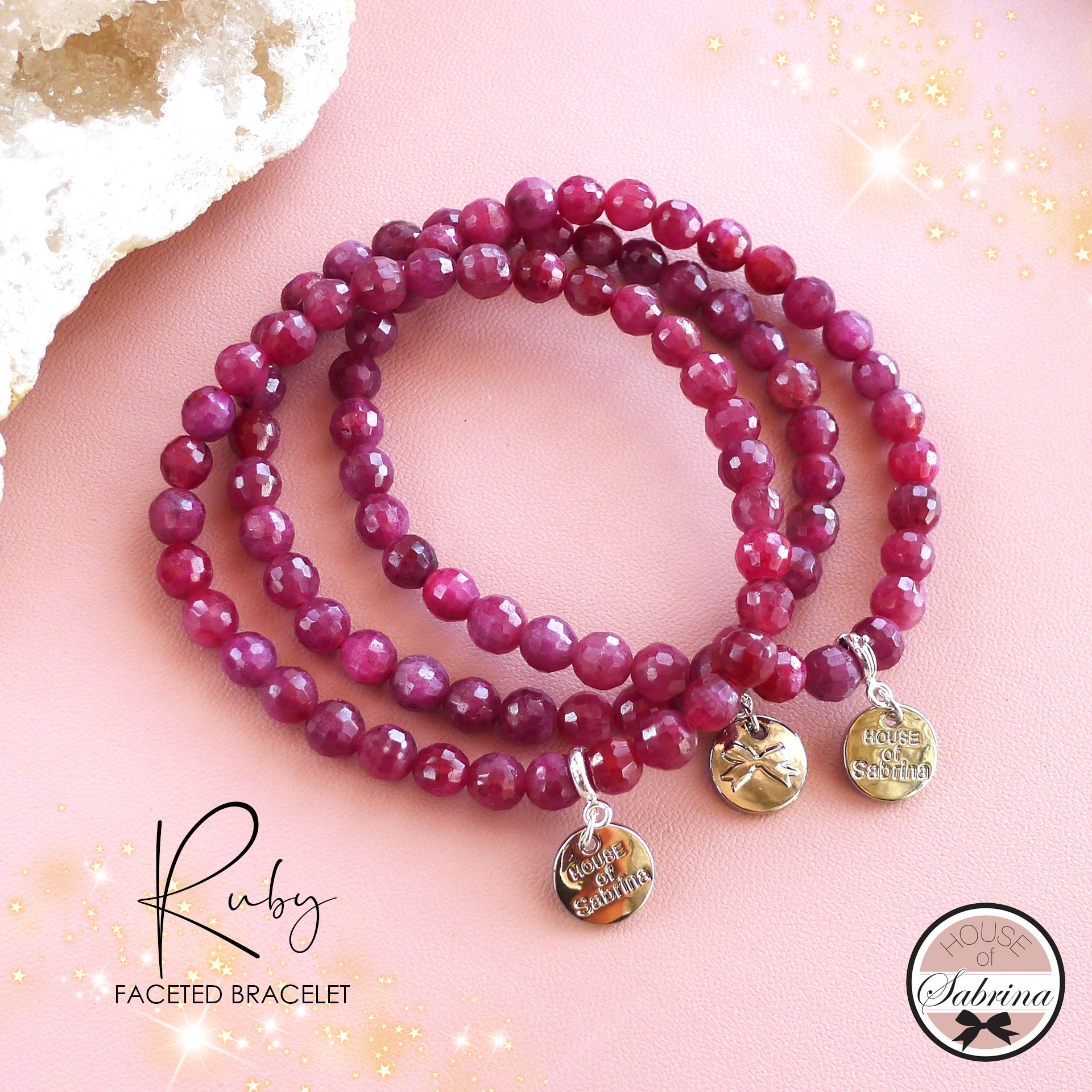HIGH GRADE RUBY FACETED GEMSTONE BRACELET