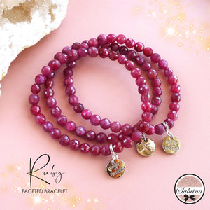 HIGH GRADE RUBY FACETED GEMSTONE BRACELET
