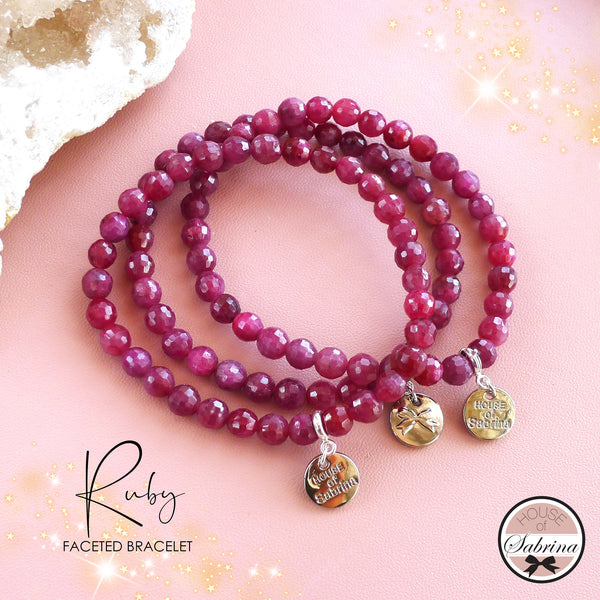 HIGH GRADE RUBY FACETED GEMSTONE BRACELET