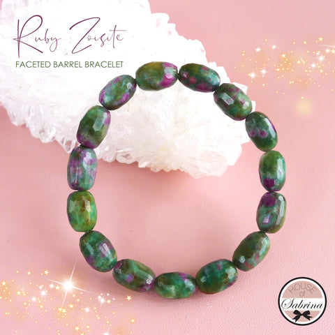 RUBY ZOISITE FACETED BARREL BRACELET