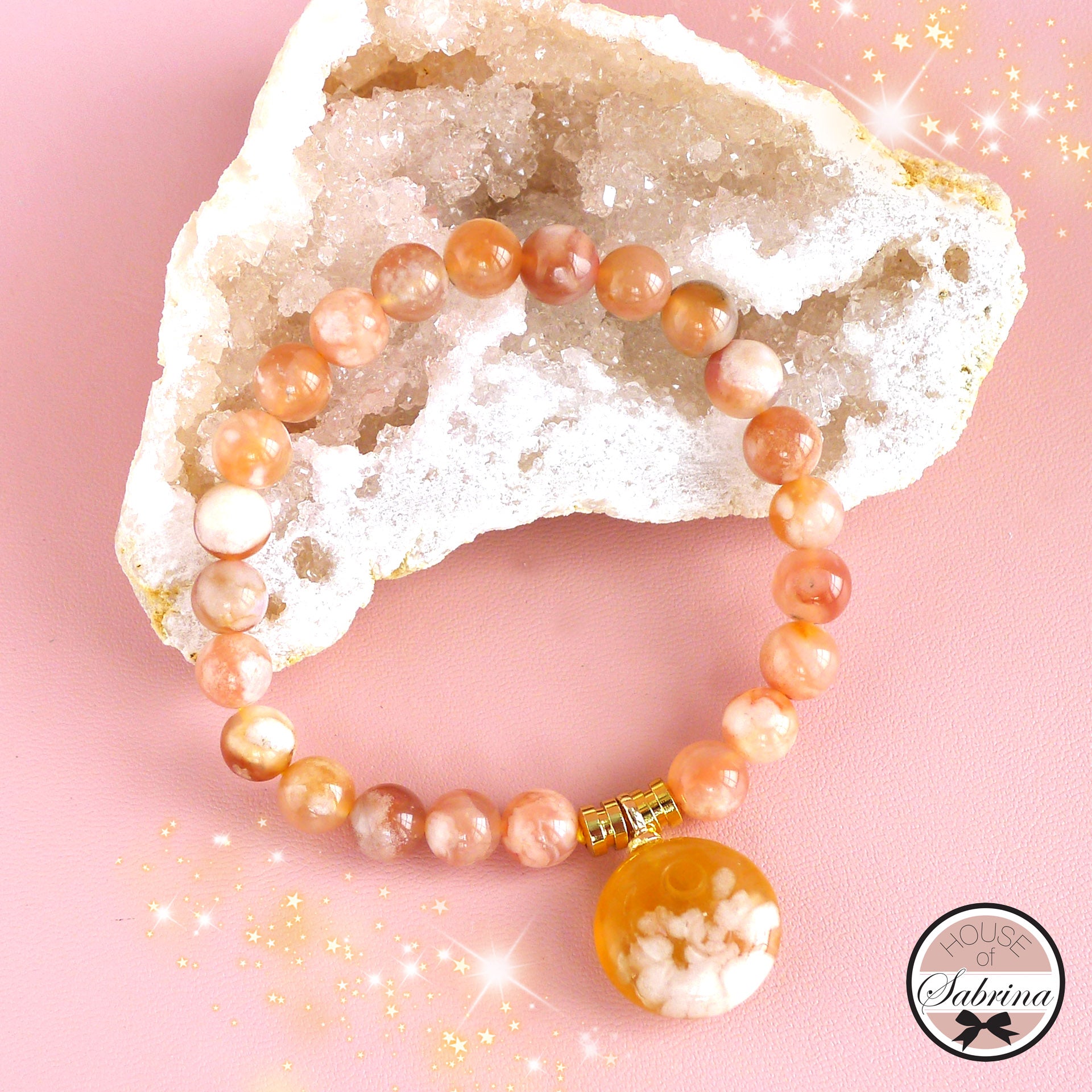 SAKURA AGATE WITH DANGLING CHARMS