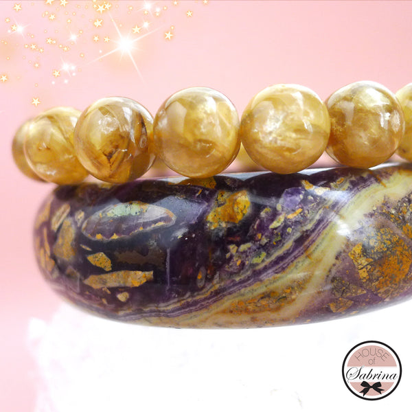 HIGH GRADE SUGILITE FLUORITE BANGLE + GOLDEN MICA GEMSTONE BRACELET SET