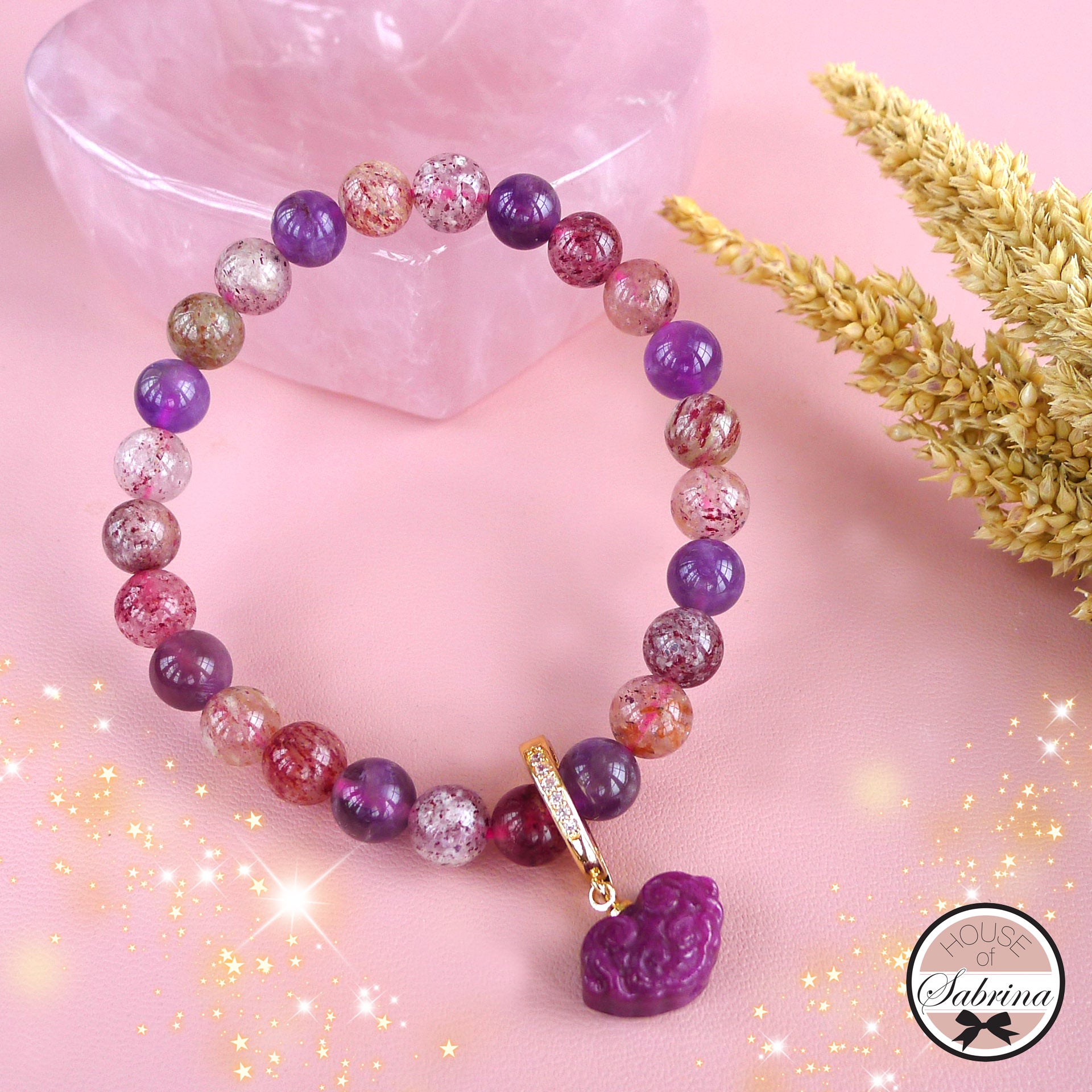 HIGH GRADE SUPER SEVEN WITH RU YI RUBY GEMSTONE BRACELET