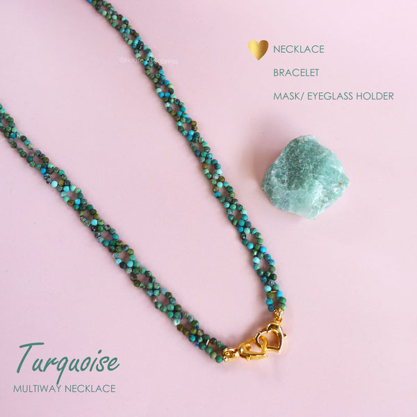 TURQUOISE MULTIWAY NECKLACE, BRACELET, MASK LANYARD, EYEGLASSES HOLDER