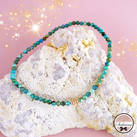 TURQUOISE FACETED ROUND GEMSTONE BRACELET