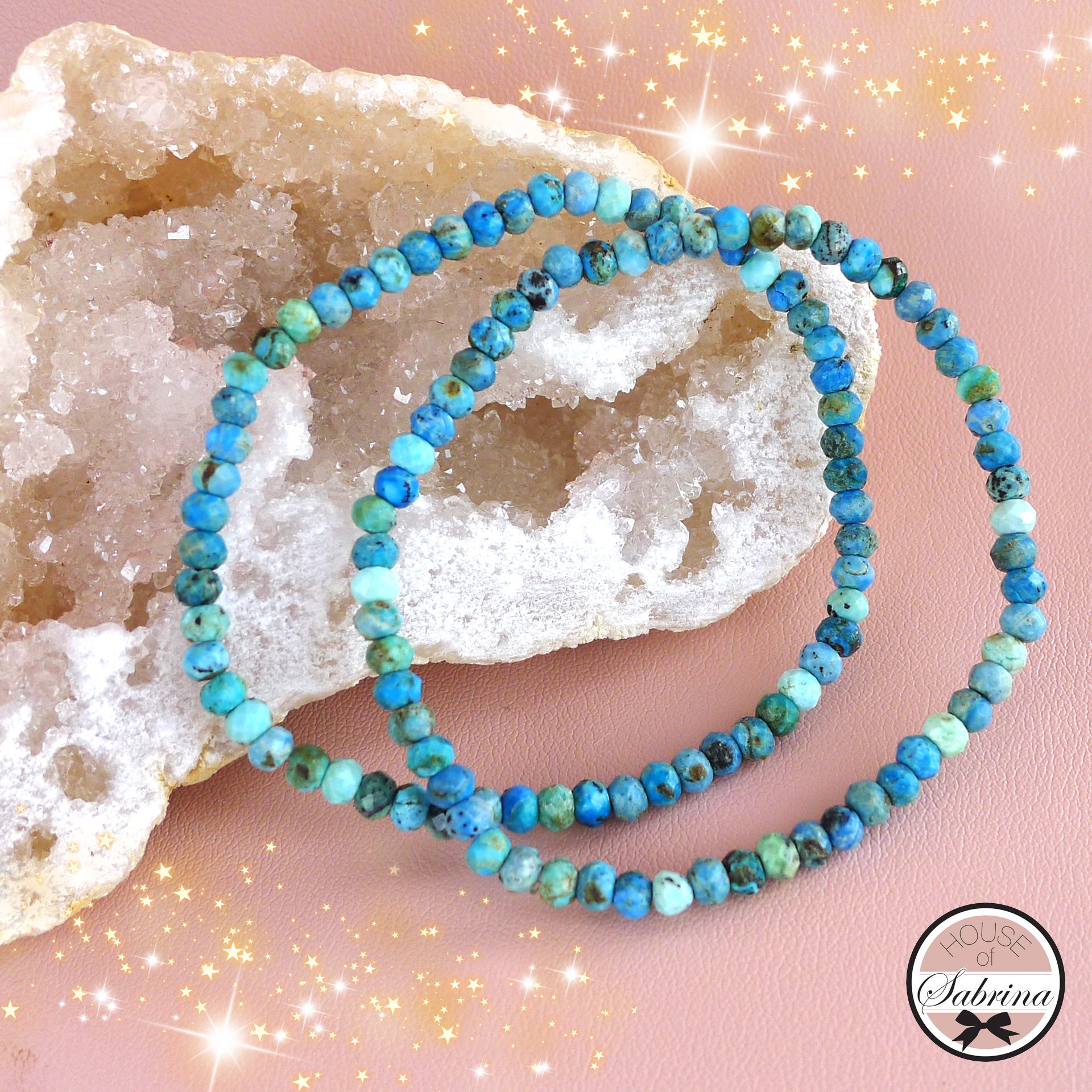 TURQUOISE FACETED RHONDELLE GEMSTONE BRACELET