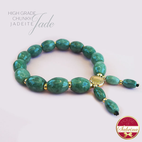 HIGH GRADE CHUNKY OVAL JADEITE JADE BRACELET