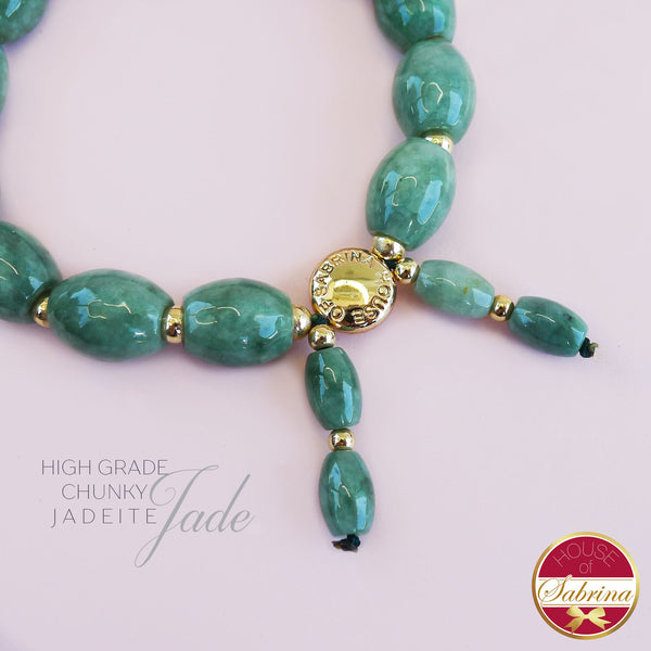 HIGH GRADE CHUNKY OVAL JADEITE JADE BRACELET