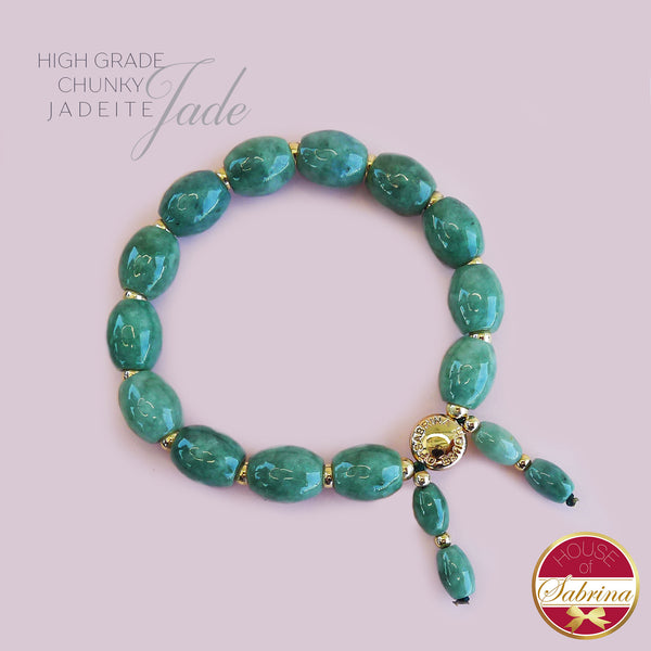 HIGH GRADE CHUNKY OVAL JADEITE JADE BRACELET