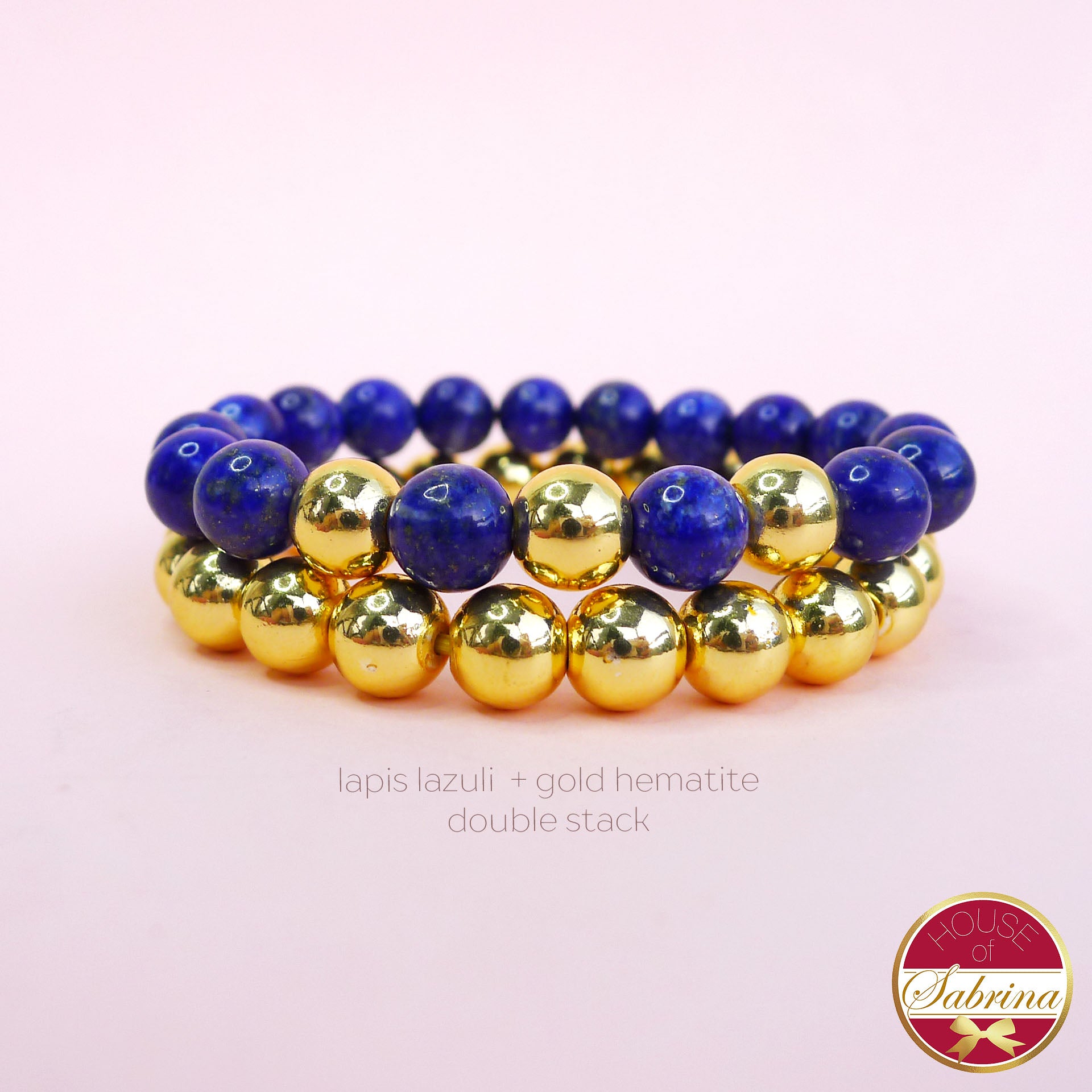 LAPIS LAZULI + GOLD HEMATITE DOUBLE STACK