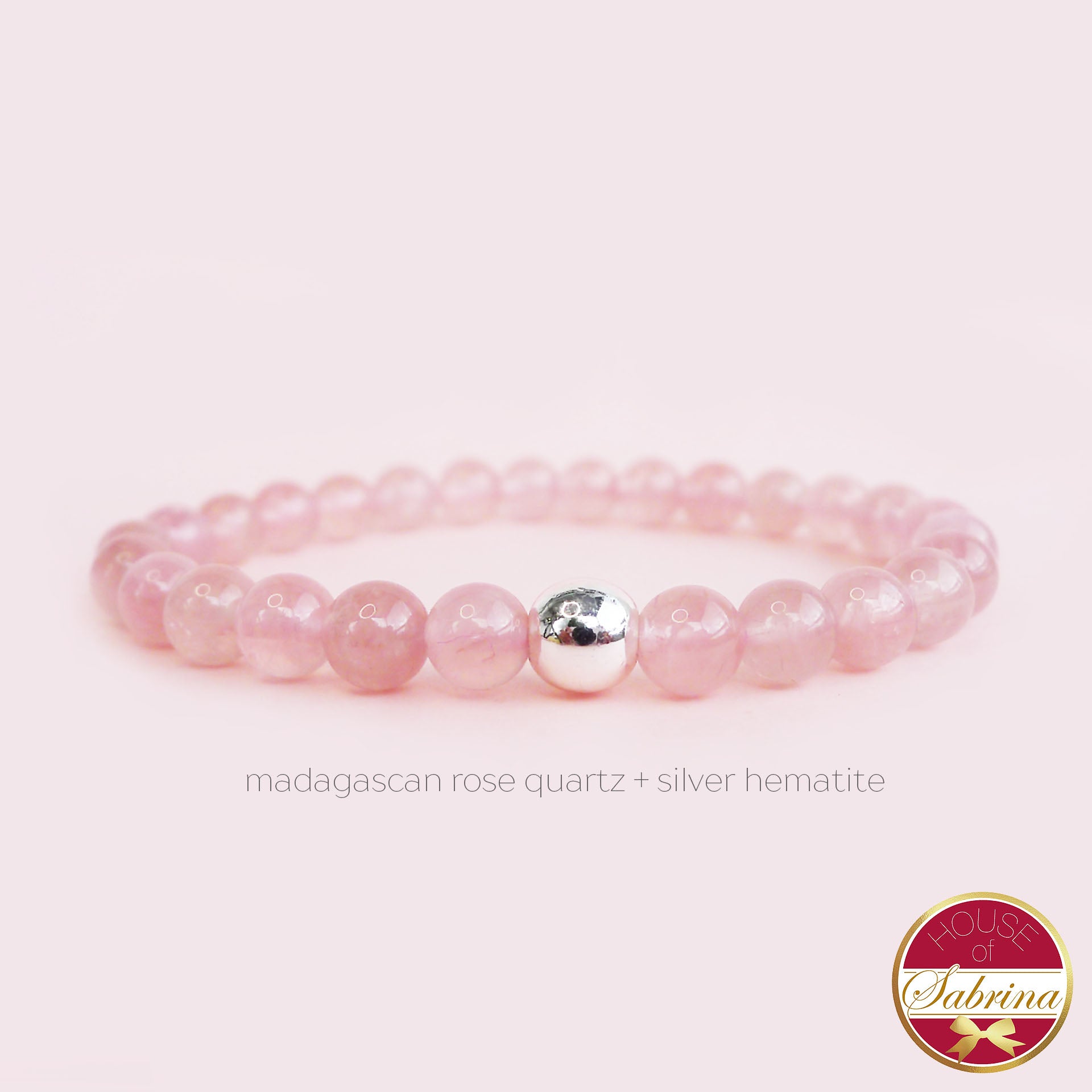 HIGH GRADE MADAGASCAN ROSE QUARTZ  + SILVER HEMATITE