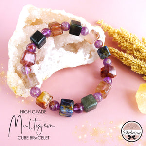 HIGH VIBRATION MULTIGEMSTONE CUBE BRACELET