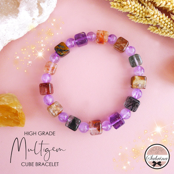 HIGH VIBRATION MULTIGEMSTONE CUBE BRACELET