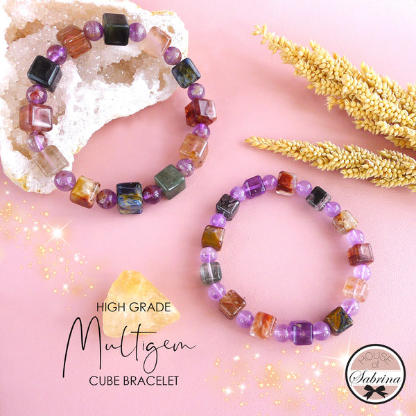 HIGH VIBRATION MULTIGEMSTONE CUBE BRACELET