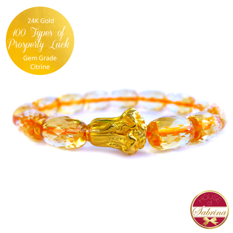 24K Gold 100 Types of Prosperity  Pak Choy on Gem Grade Citrine