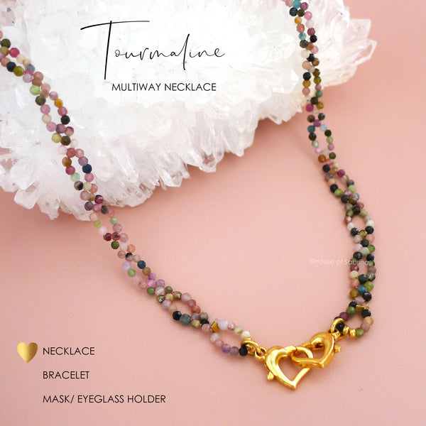 TOURMALINE MULTIWAY NECKLACE, BRACELET, MASK LANYARD, EYEGLASSES HOLDER